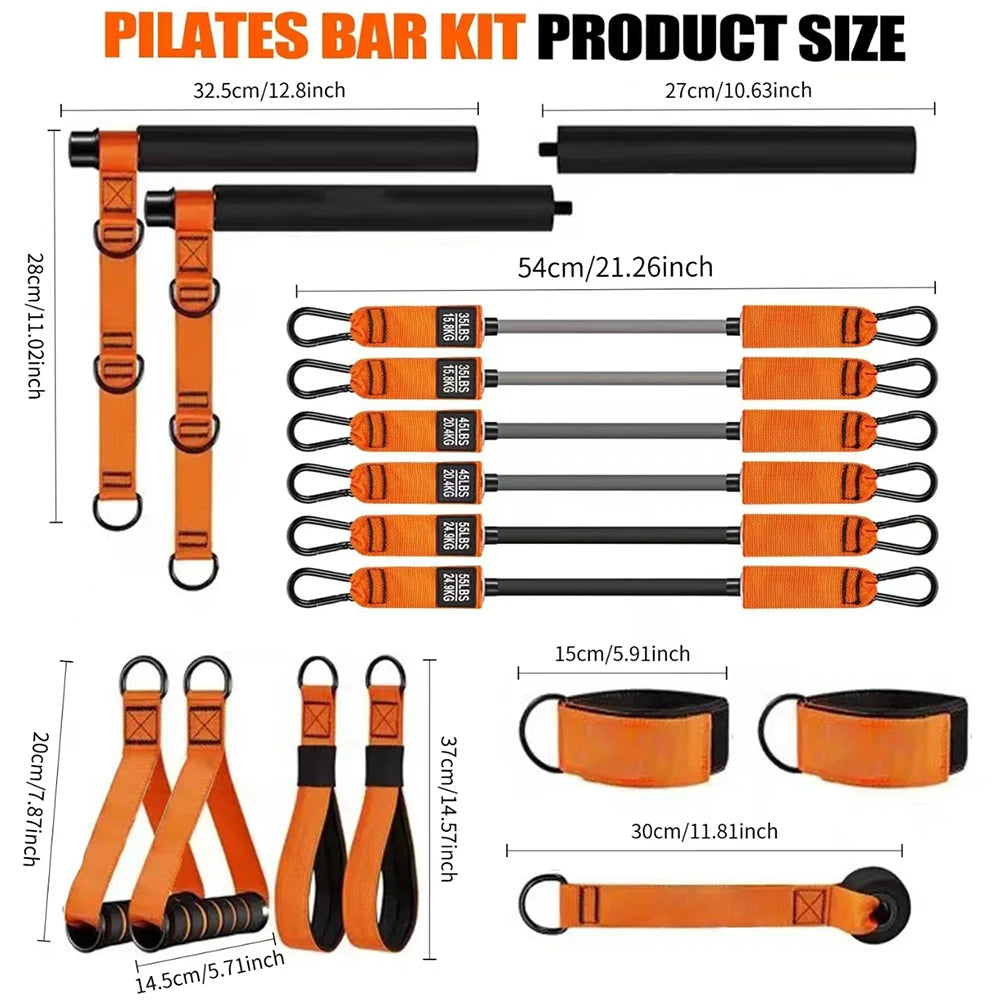 Portable Detachable Pilates Bar Kit with Resistance Bands