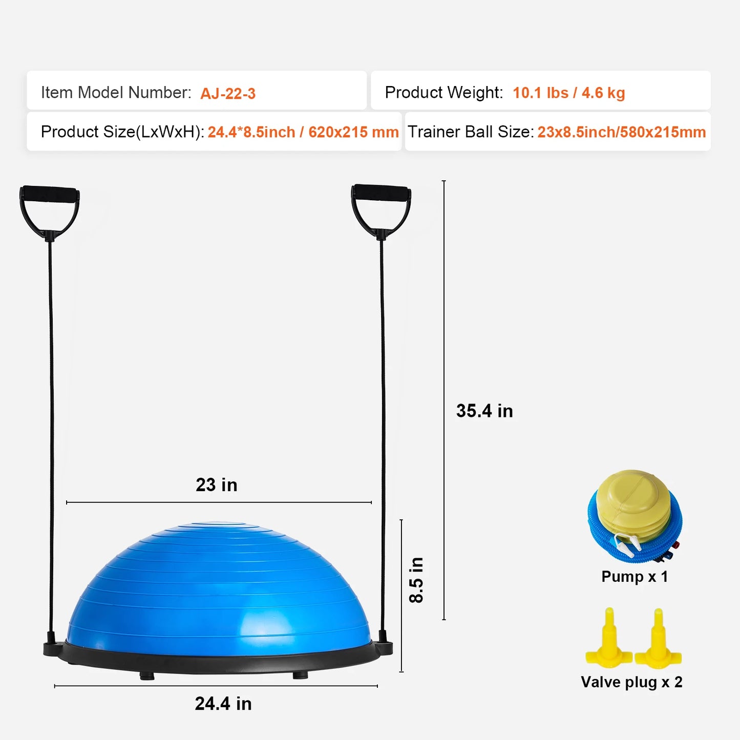 Half Exercise Balance Trainer – Stability Ball with Resistance Bands