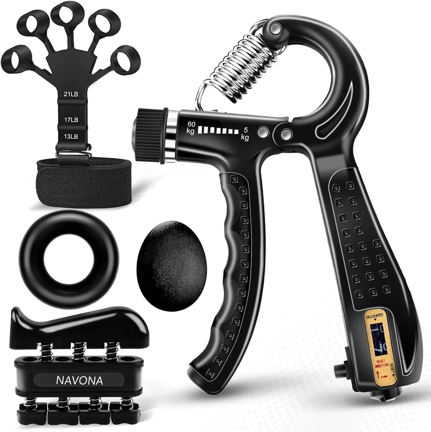 5-Piece Adjustable Grip & Forearm Trainer Kit