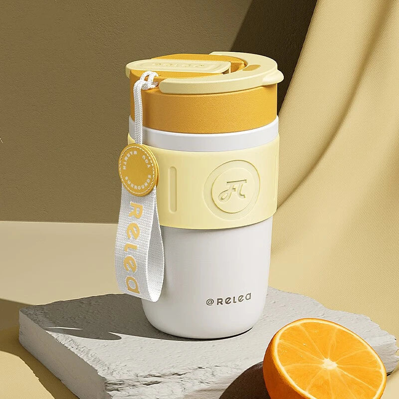 Stainless Steel Thermos Cup with Handle & Straw