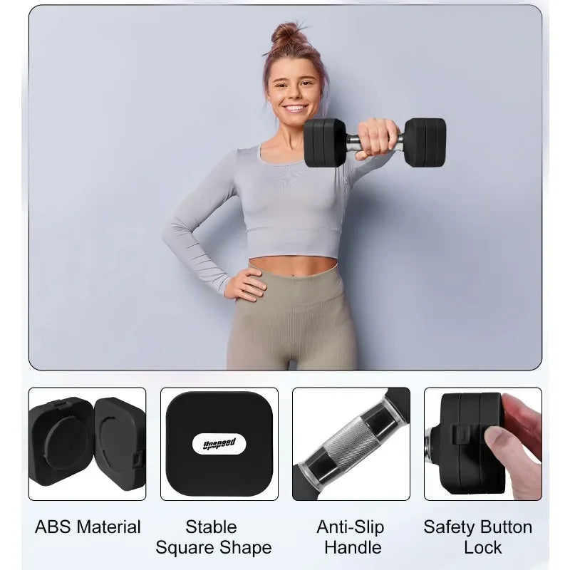 YTYIN 5-in-1 Adjustable Square Dumbbell Set (Max 50 lbs)