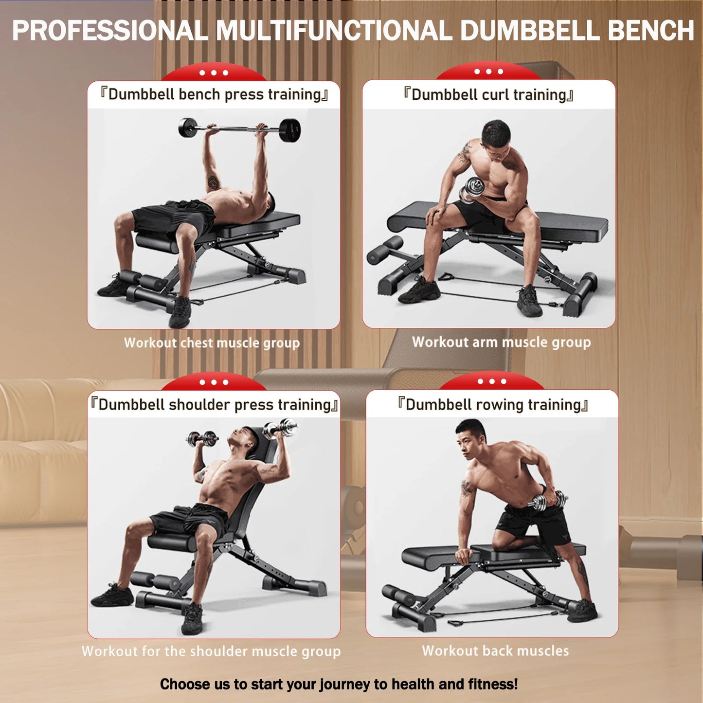 Adjustable Folding Weight Bench - Multifunctional Strength Trainer