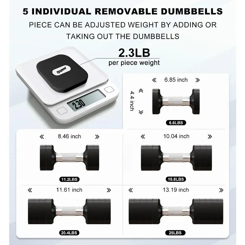 YTYIN 5-in-1 Adjustable Square Dumbbell Set (Max 50 lbs)
