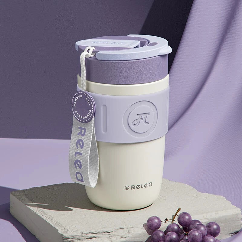 Stainless Steel Thermos Cup with Handle & Straw