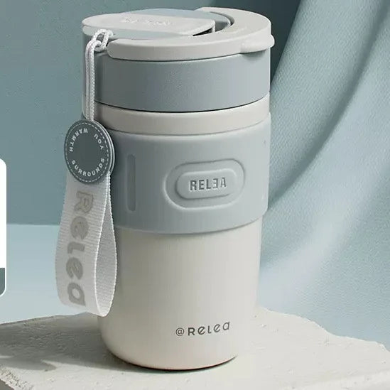 Stainless Steel Thermos Cup with Handle & Straw