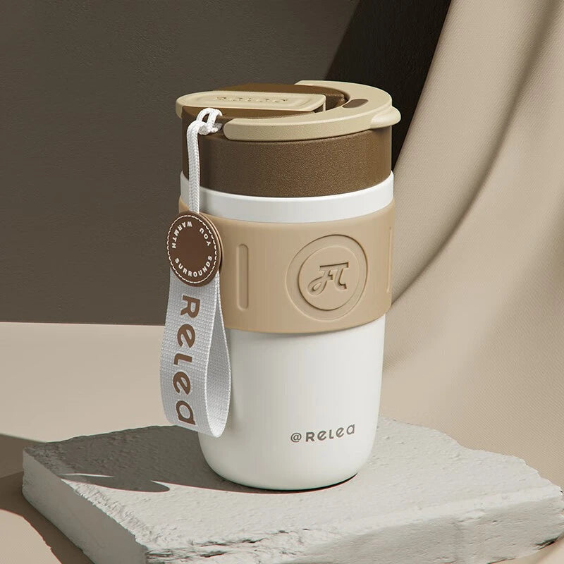 Stainless Steel Thermos Cup with Handle & Straw