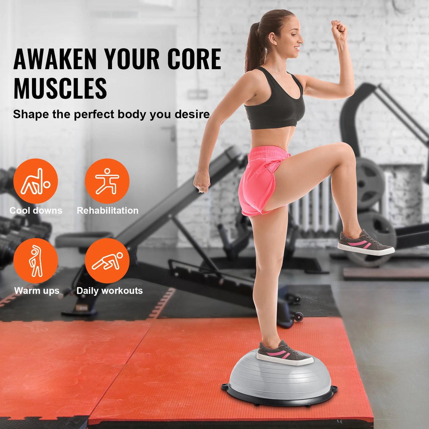 Half Exercise Balance Trainer – Stability Ball with Resistance Bands