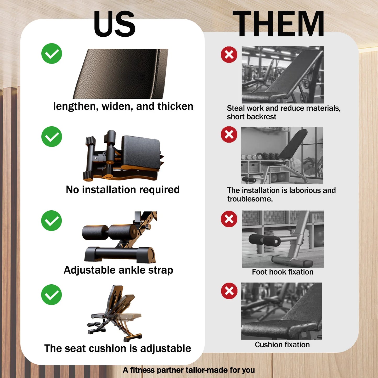 Adjustable Folding Weight Bench - Multifunctional Strength Trainer