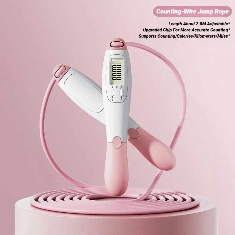 Adjustable Steel Skipping Rope with Electronic Counter for Fitness & Training