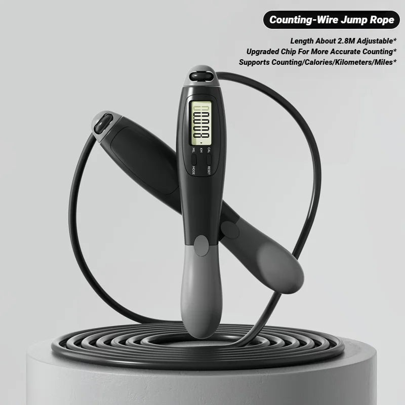 Adjustable Steel Skipping Rope with Electronic Counter for Fitness & Training