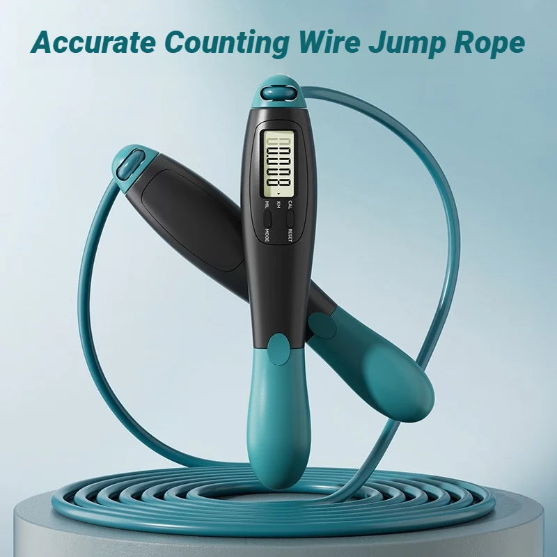 Adjustable Steel Skipping Rope with Electronic Counter for Fitness & Training