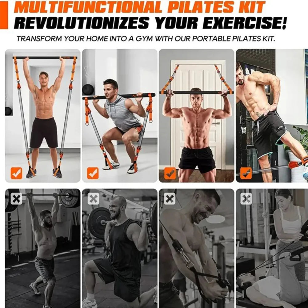 Portable Detachable Pilates Bar Kit with Resistance Bands